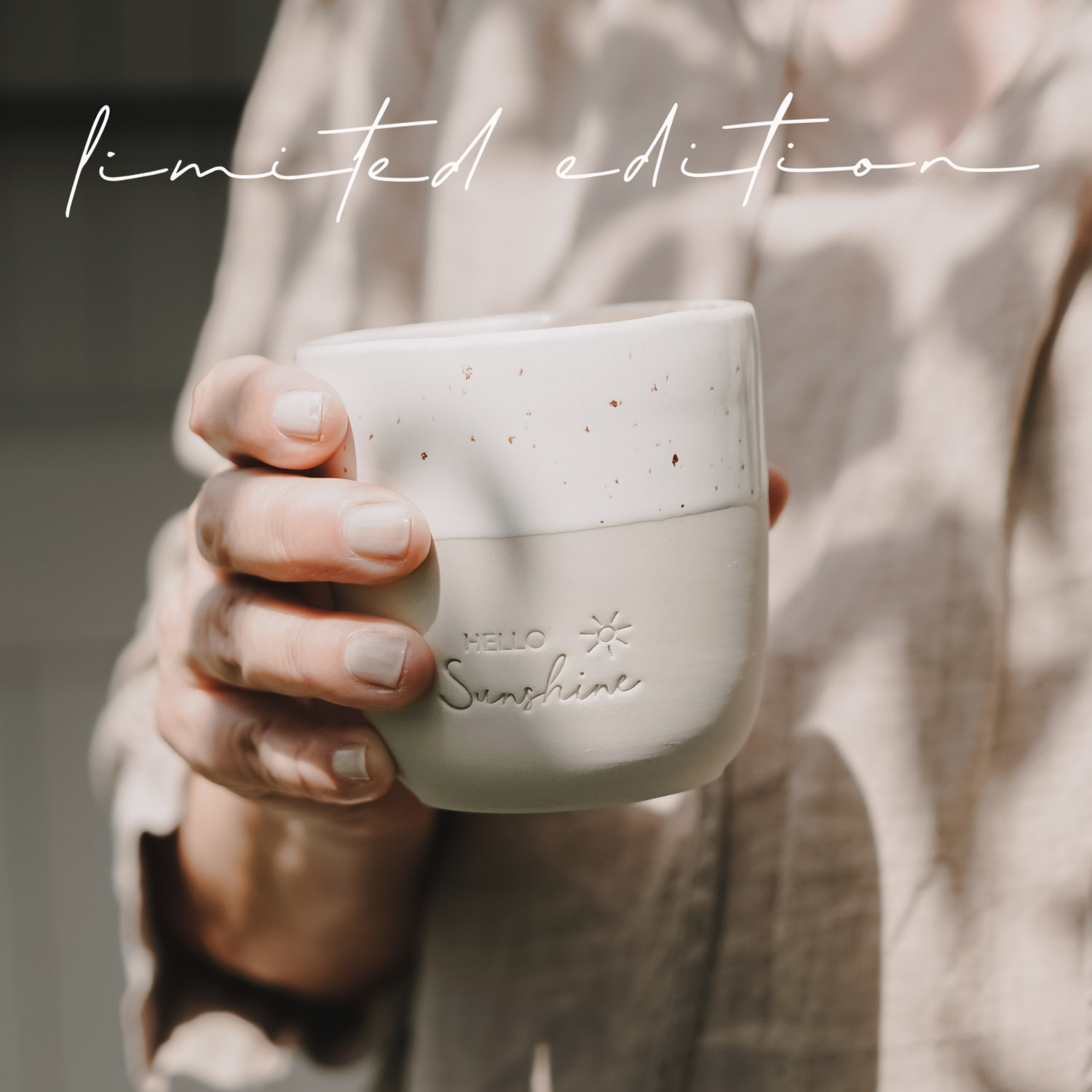 Eulenschnitt Steingut-Becher Hello Sunshine für Cappuccino, Kaffee oder Tee, 320 ml, limited Edition
