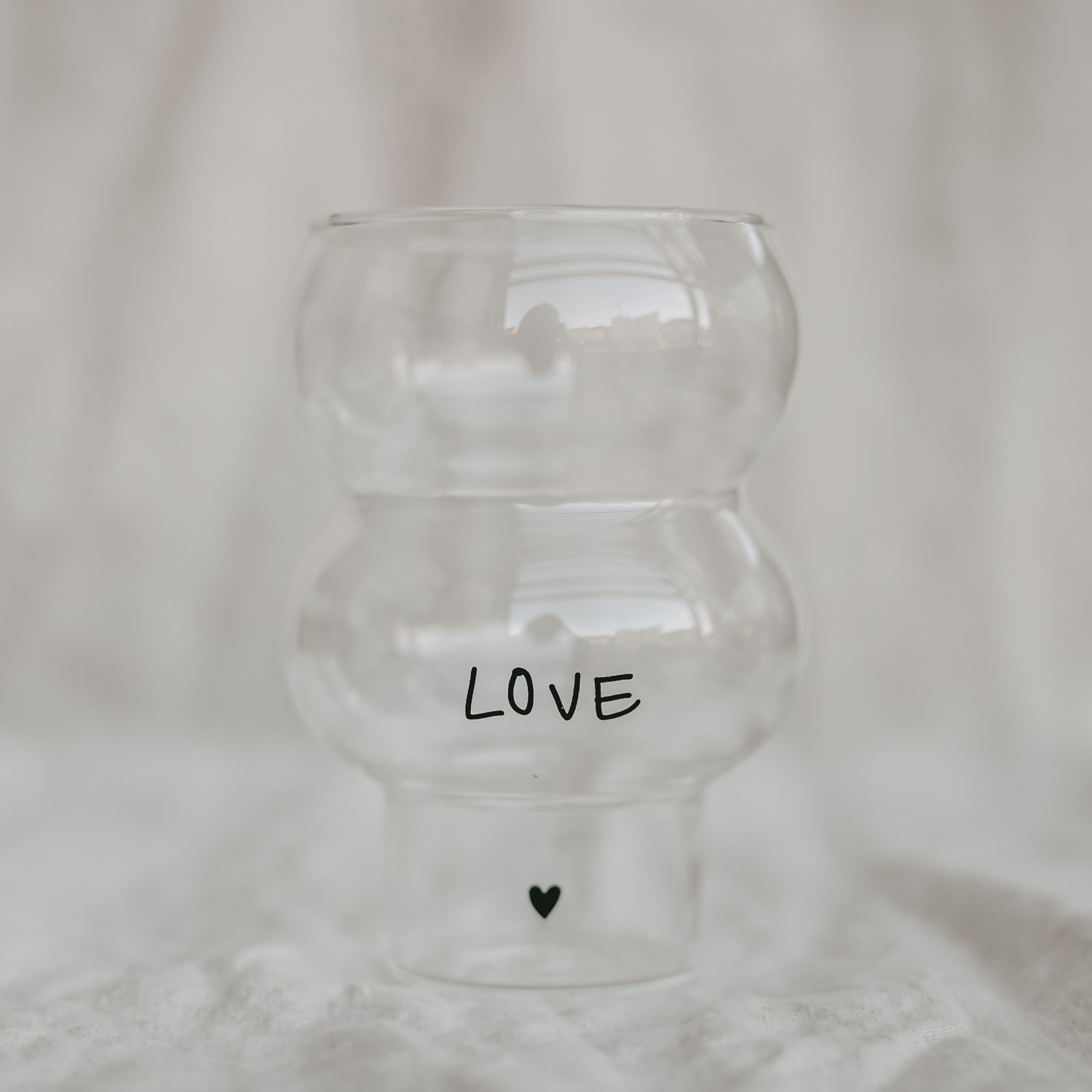 Eulenschnitt großes Bubble Glas Love für Eiskaffee, 500 ml Fassungsvermögen