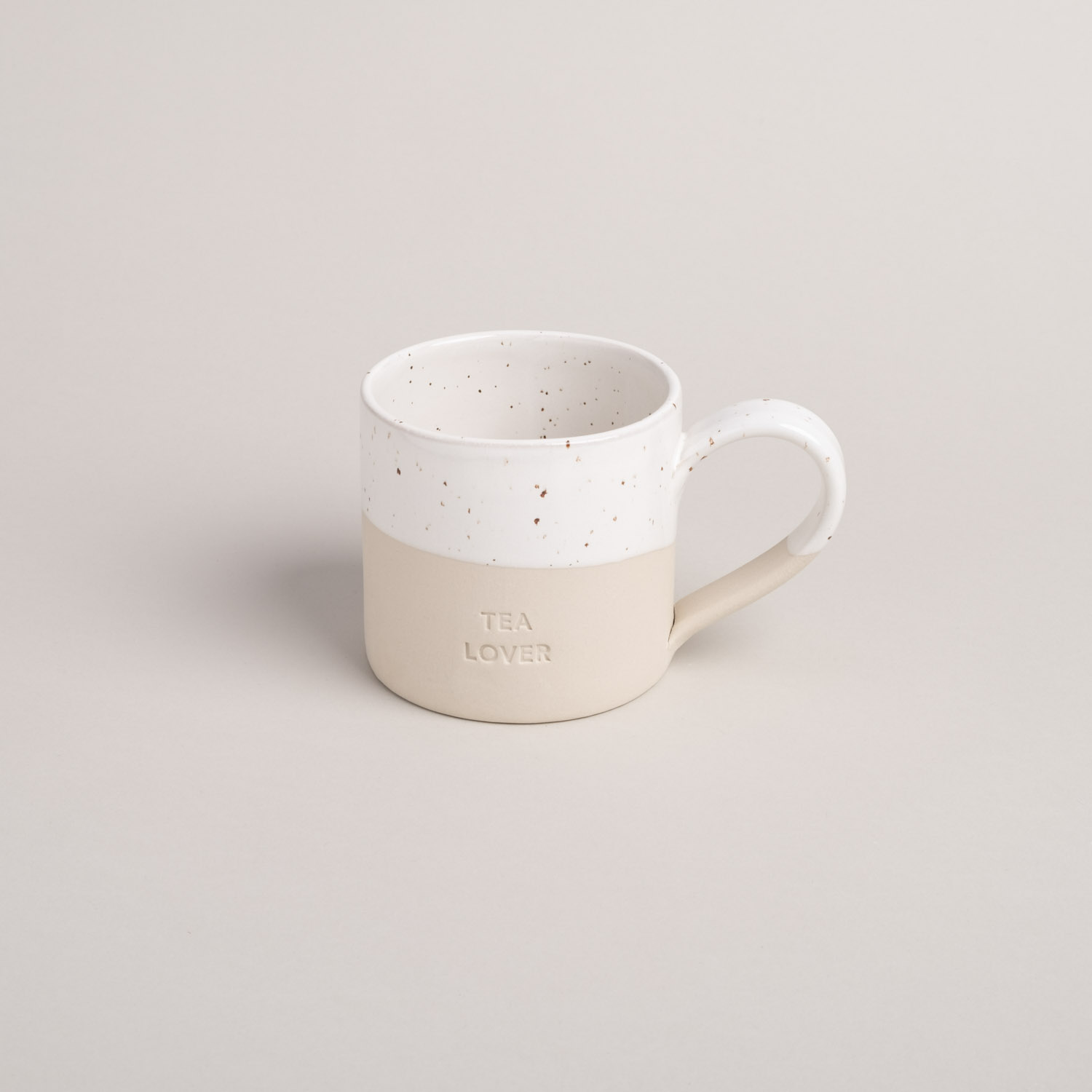 Eulenschnitt große, schöne Teetasse TEA LOVER, Steingut in beige