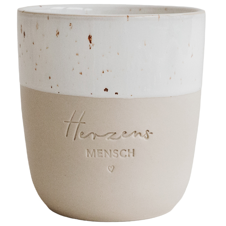 Eulenschnitt Steingut-Becher Herzensmensch | Limited Edition | Kaffeebecher 320 ml