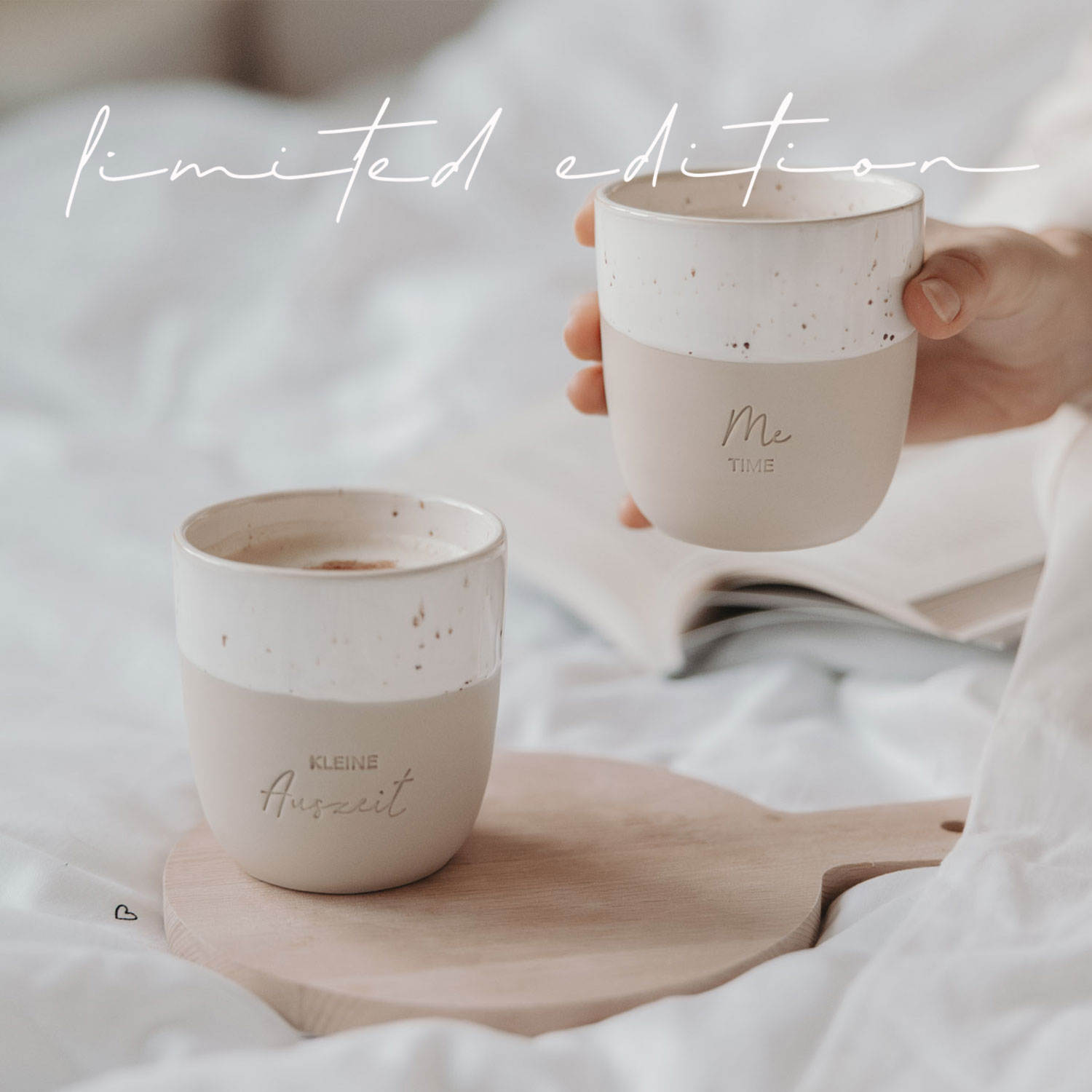 Eulenschnitt Kaffeebecher aus Steingut | Kleine Auszeit | LIMITED EDITION | Geburtstagsgeschenk