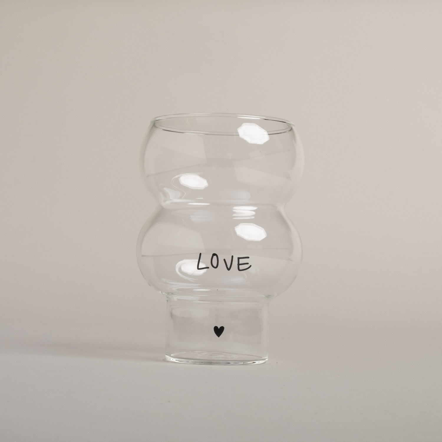 Eulenschnitt großes Bubble Glas Love für Eiskaffee, 500 ml Fassungsvermögen