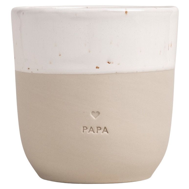 Eulenschnitt Steingut Becher Papa, für Kaffee und Tee, handmade in Portugal