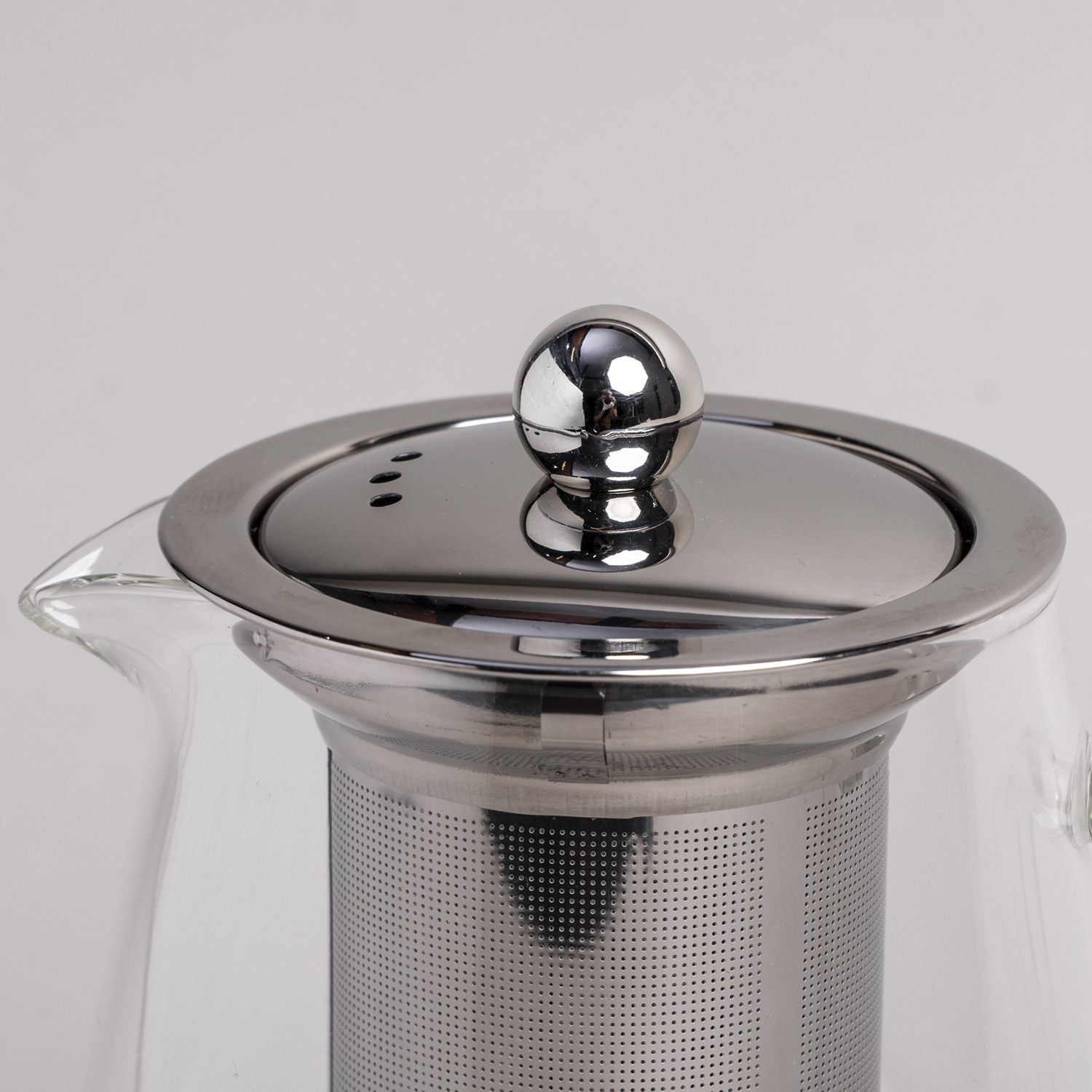 Eulenschnitt Teekanne aus Glas für 1,2 Liter mit Teesieb und Deckel, Aufschrift Kleine Auszeit