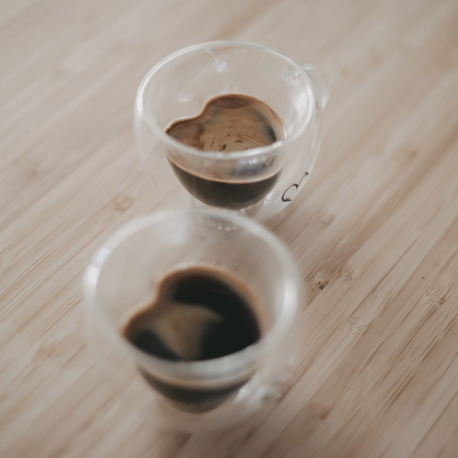 Eulenschnitt kleine Espressotasse in Herzform, doppelwandig aus Glas für 50 ml