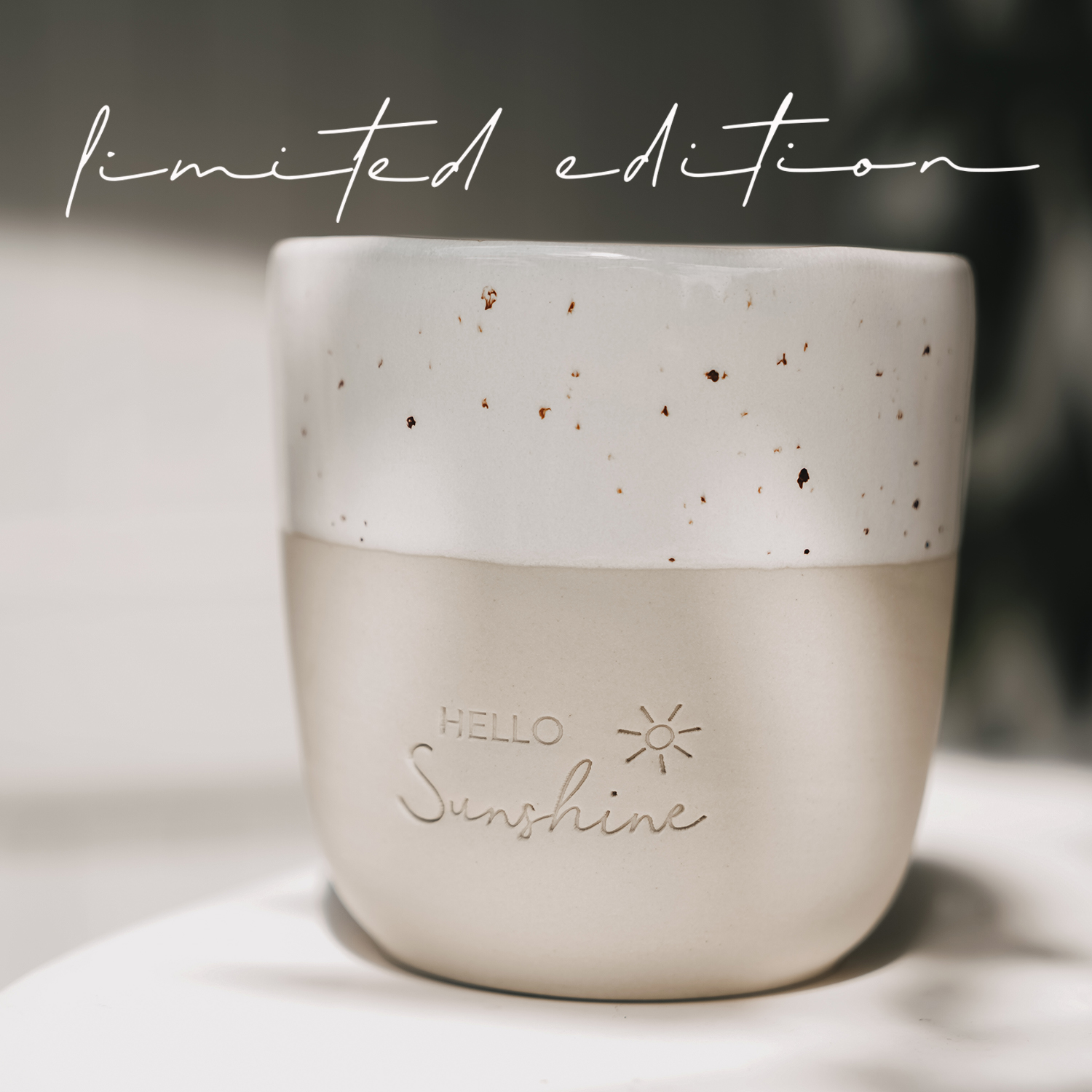Eulenschnitt Steingut-Becher Hello Sunshine für Cappuccino, Kaffee oder Tee, 320 ml, limited Edition