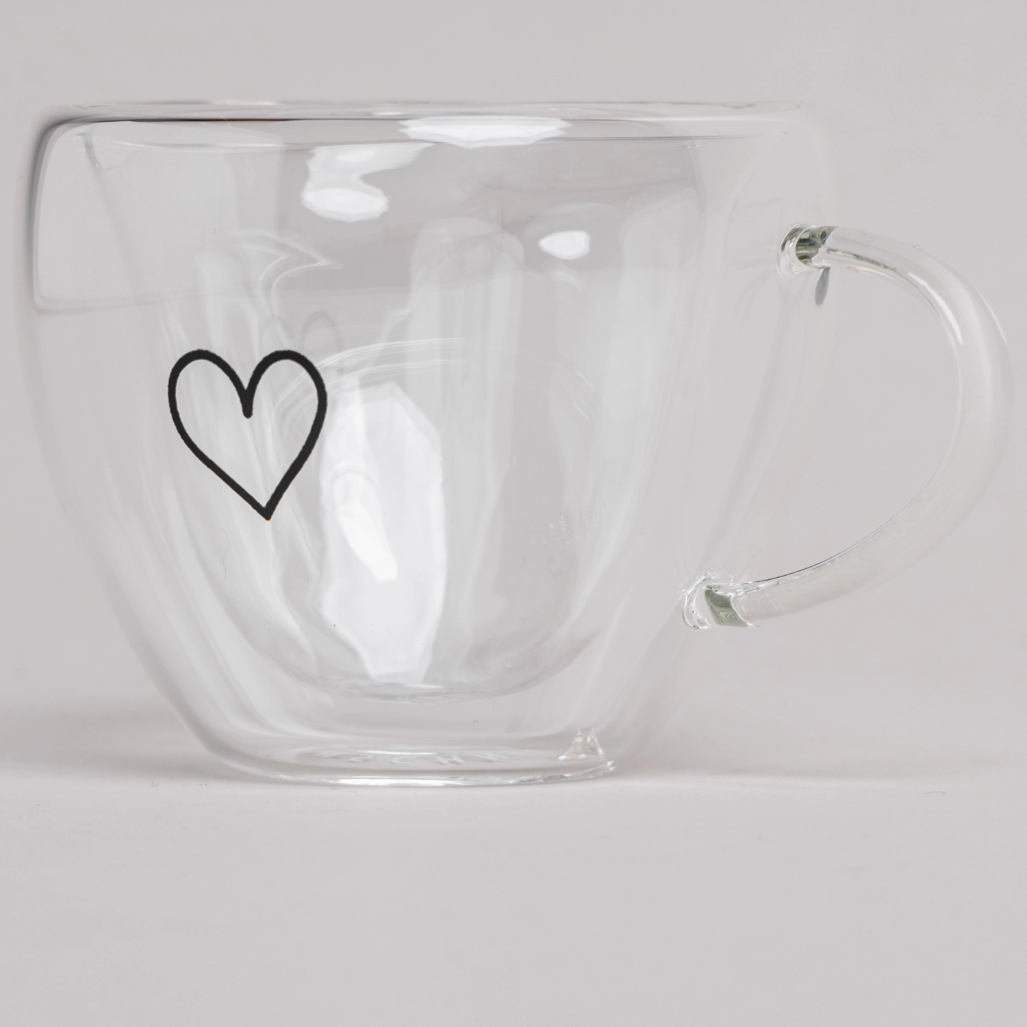 Eulenschnitt kleine Espressotasse in Herzform, doppelwandig aus Glas für 50 ml