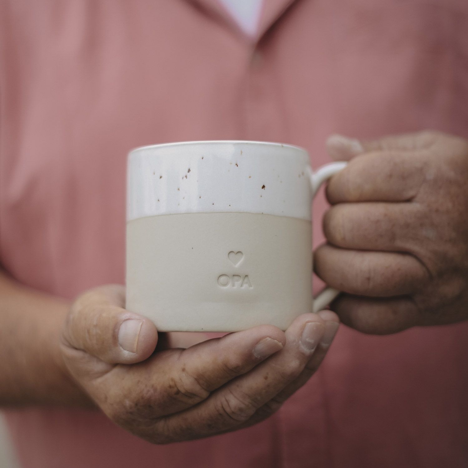 Eulenschnitt Tasse OPA aus Steingut mit Prägung, perfektes Geburtstagsgeschenk